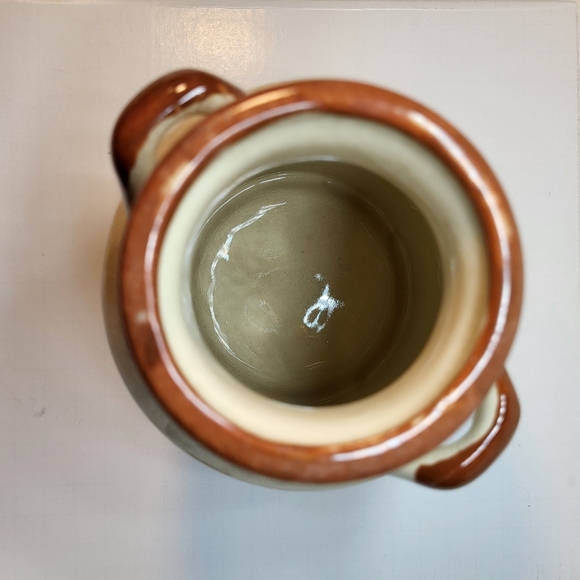 Milk Can Jug VASE Ceramic Handles 7" Tall Design Country Farmhouse Cream Browns - Picture 6 of 12